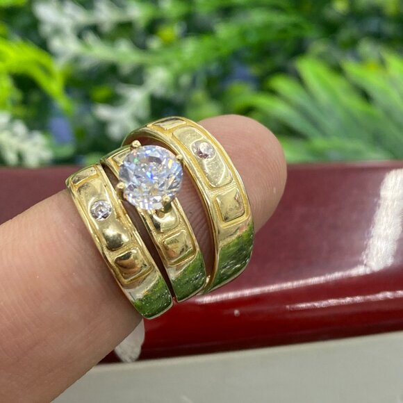 Anillos de Matrimonio Juego De Oro 10K Para Hombres y Mujeres - Picture 2 of 7